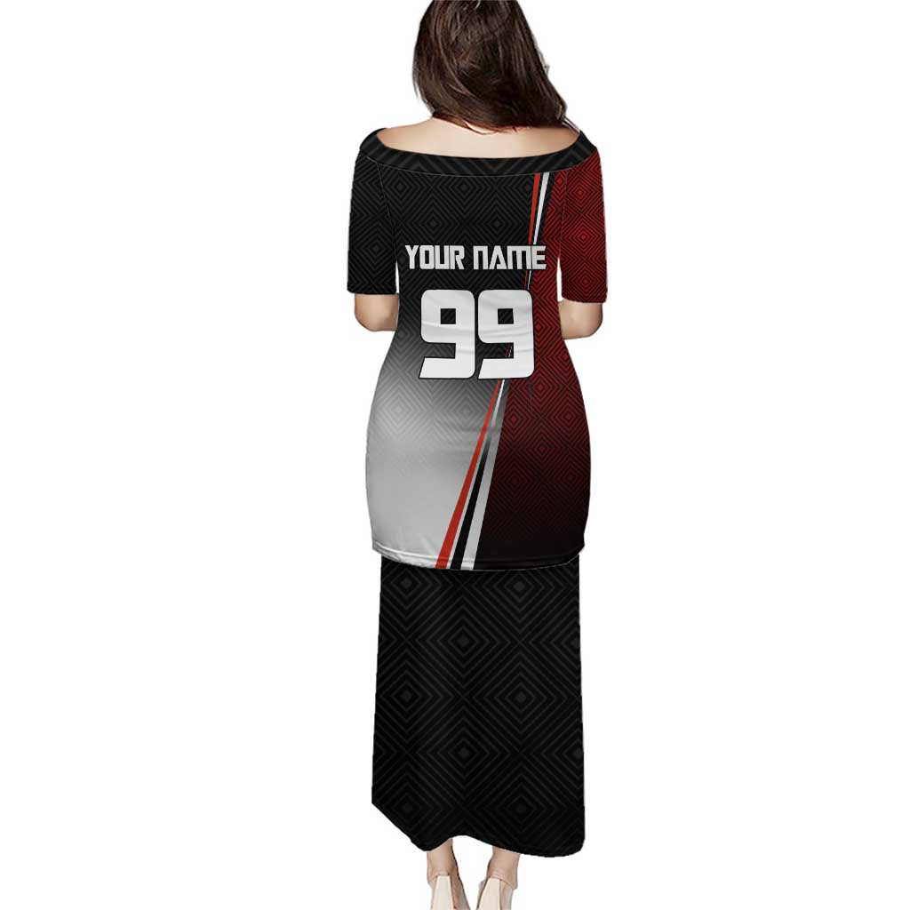 Personalized Panda Jujutsu Kaisen Soccer Theme Puletasi with Goalkeeper Pose and Red Black Geometric Graphic Design - The Mazicc