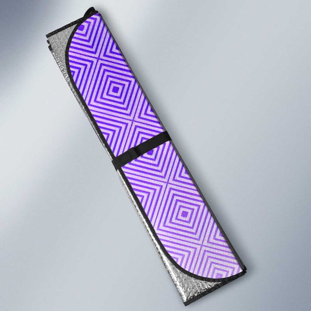 Personalized Gojo Satoru Jujutsu Kaisen Soccer Theme Auto Sun Shade with Kicking Pose and Purple Gradient Geometric Graphic Design - The Mazicc