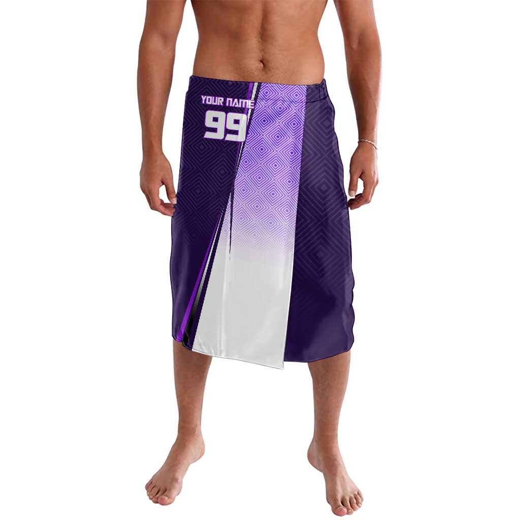 Personalized Gojo Satoru Jujutsu Kaisen Soccer Theme Lavalava with Kicking Pose and Purple Gradient Geometric Graphic Design - The Mazicc