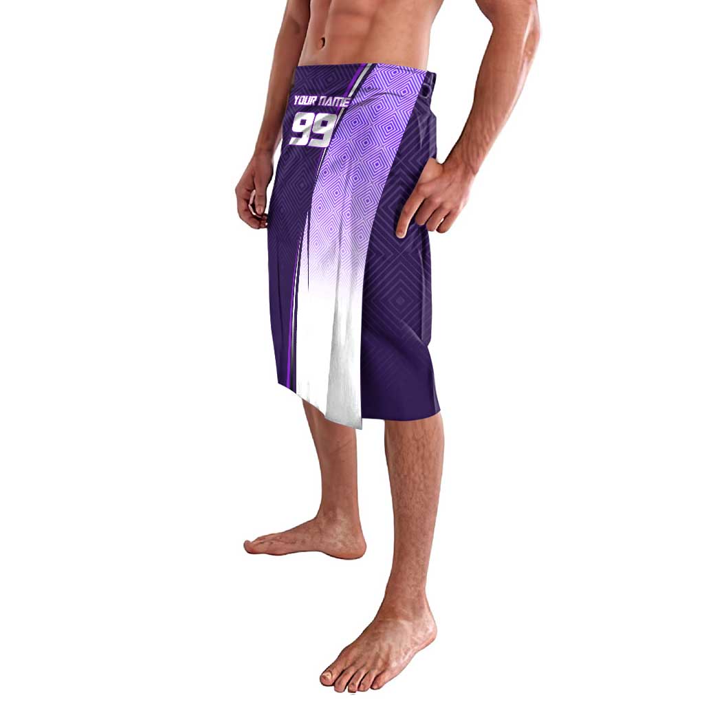 Personalized Gojo Satoru Jujutsu Kaisen Soccer Theme Lavalava with Kicking Pose and Purple Gradient Geometric Graphic Design - The Mazicc
