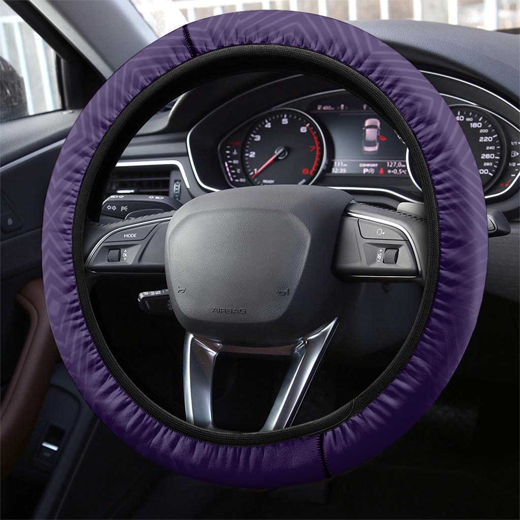 Gojo Satoru Jujutsu Kaisen Soccer Theme Steering Wheel Cover with Kicking Pose and Purple Gradient Geometric Graphic Design - The Mazicc