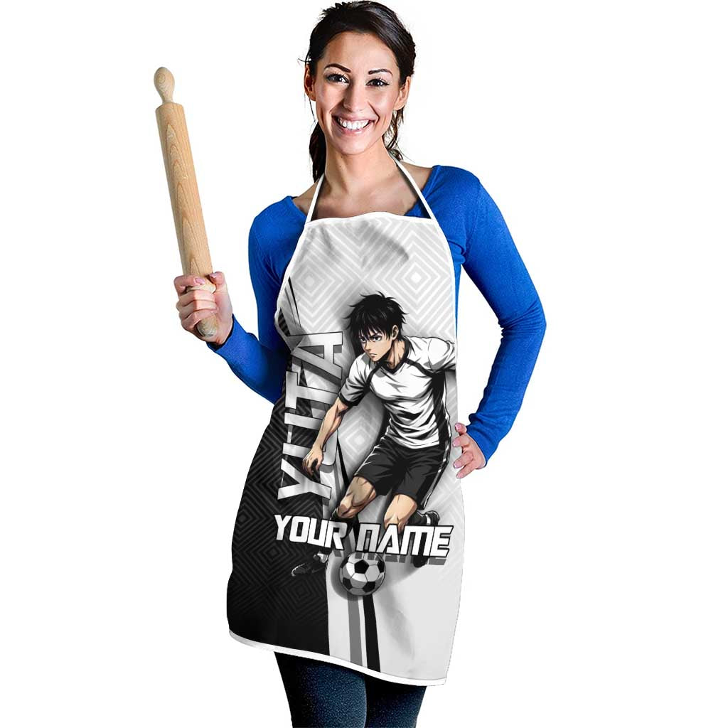 Personalized Okkotsu Yuta Jujutsu Kaisen Soccer Apron with Dribbling Action Pose and Monochrome Geometric Graphic Design - The Mazicc