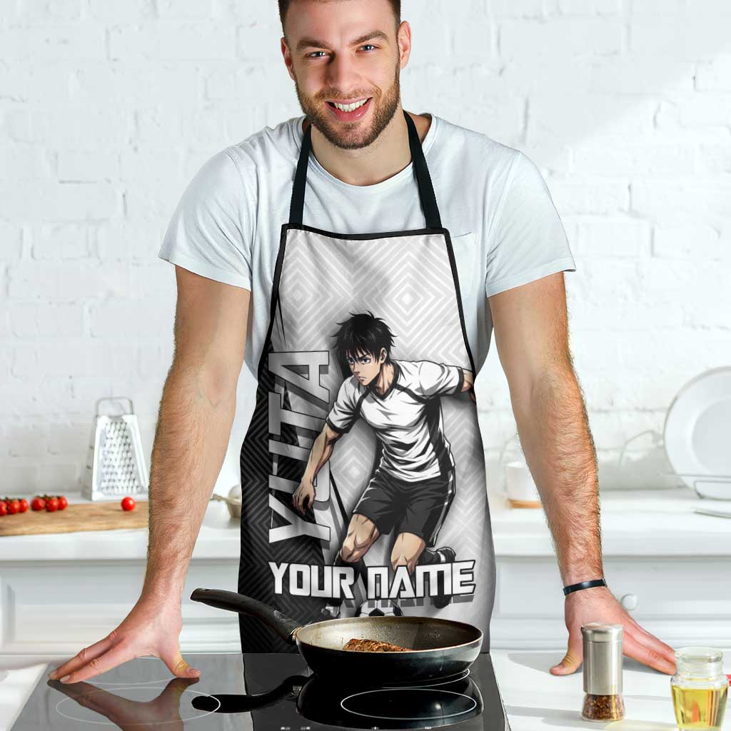 Personalized Okkotsu Yuta Jujutsu Kaisen Soccer Apron with Dribbling Action Pose and Monochrome Geometric Graphic Design - The Mazicc