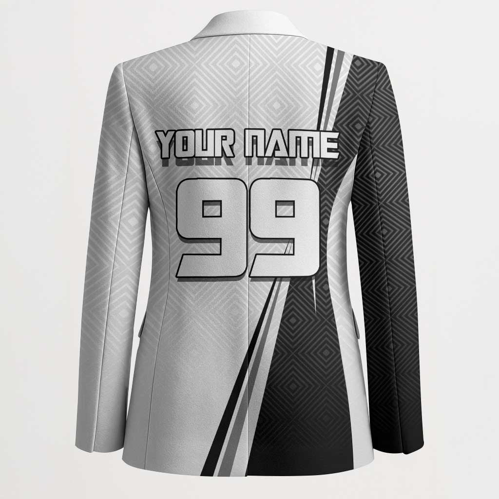 Personalized Okkotsu Yuta Jujutsu Kaisen Soccer Blazer with Dribbling Action Pose and Monochrome Geometric Graphic Design - The Mazicc