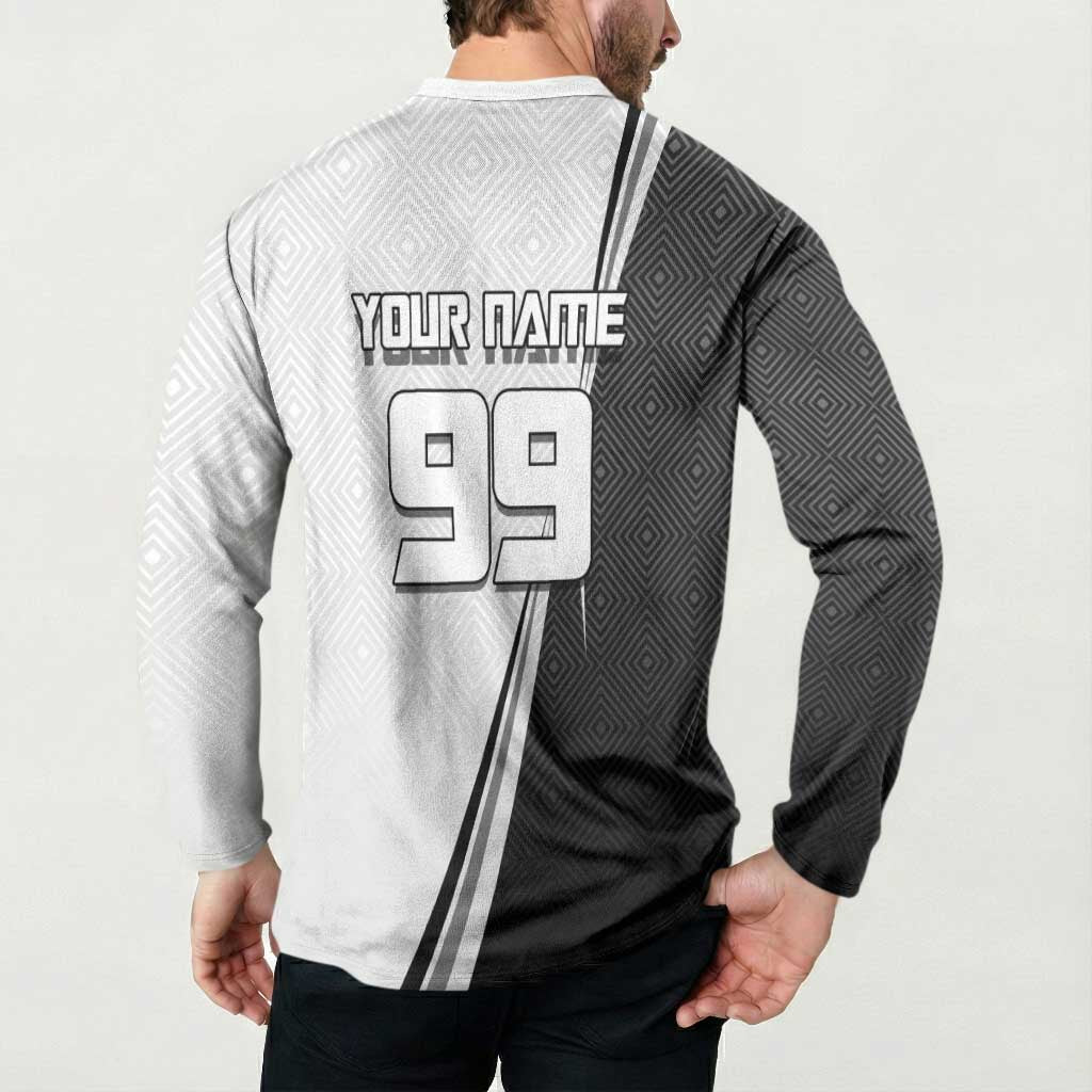 Personalized Okkotsu Yuta Jujutsu Kaisen Soccer Button Sweatshirt with Dribbling Action Pose and Monochrome Geometric Graphic Design - The Mazicc