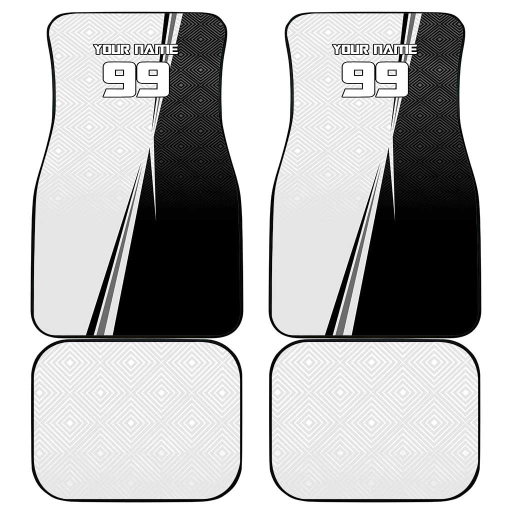 Personalized Okkotsu Yuta Jujutsu Kaisen Soccer Car Mats with Dribbling Action Pose and Monochrome Geometric Graphic Design - The Mazicc