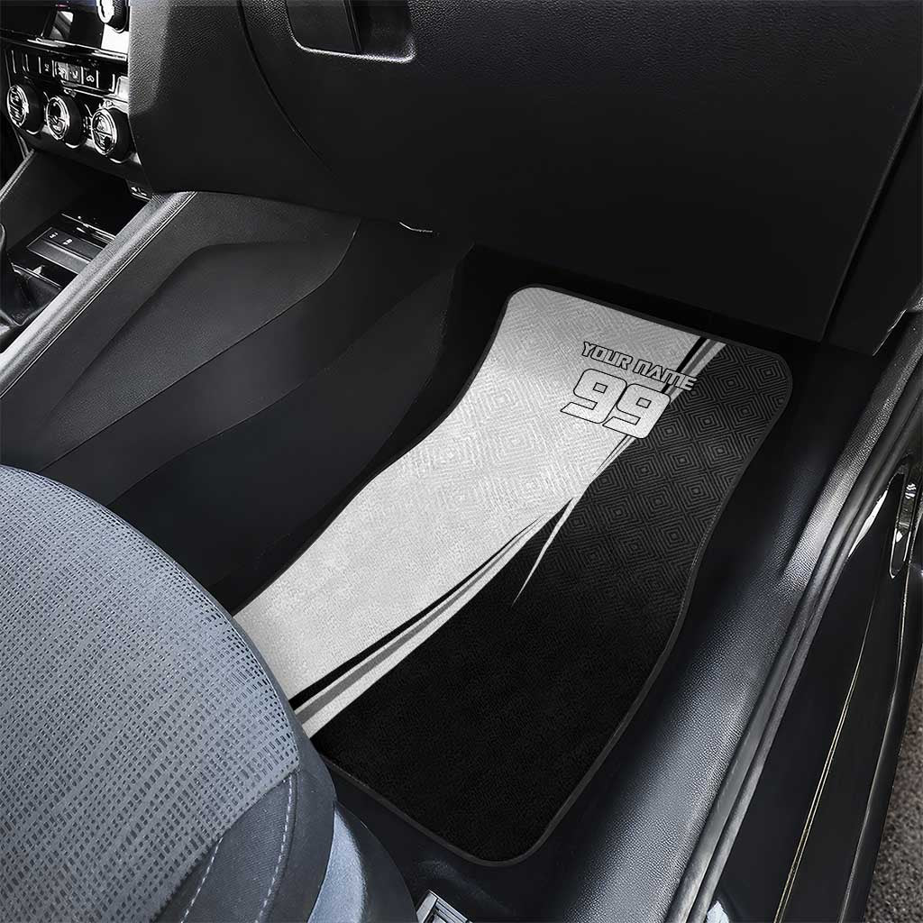 Personalized Okkotsu Yuta Jujutsu Kaisen Soccer Car Mats with Dribbling Action Pose and Monochrome Geometric Graphic Design - The Mazicc
