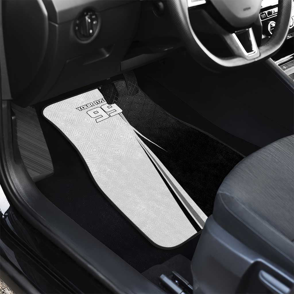 Personalized Okkotsu Yuta Jujutsu Kaisen Soccer Car Mats with Dribbling Action Pose and Monochrome Geometric Graphic Design - The Mazicc