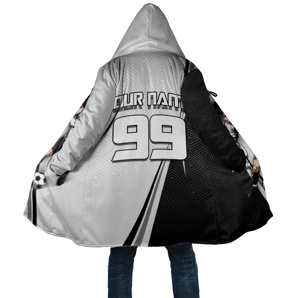 Personalized Okkotsu Yuta Jujutsu Kaisen Soccer Cloak with Dribbling Action Pose and Monochrome Geometric Graphic Design - The Mazicc