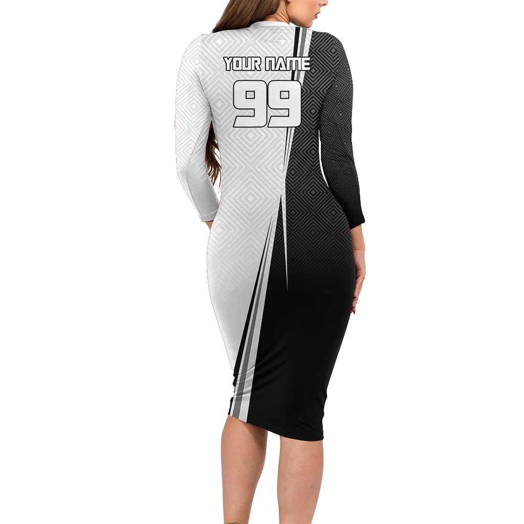 Personalized Okkotsu Yuta Jujutsu Kaisen Soccer Family Matching Long Sleeve Bodycon Dress and Hawaiian Shirt with Dribbling Action Pose and Monochrome Geometric Graphic Design