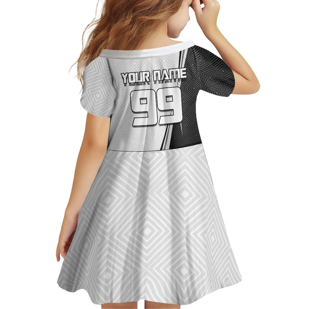 Personalized Okkotsu Yuta Jujutsu Kaisen Soccer Family Matching Off Shoulder Short Dress and Hawaiian Shirt with Dribbling Action Pose and Monochrome Geometric Graphic Design