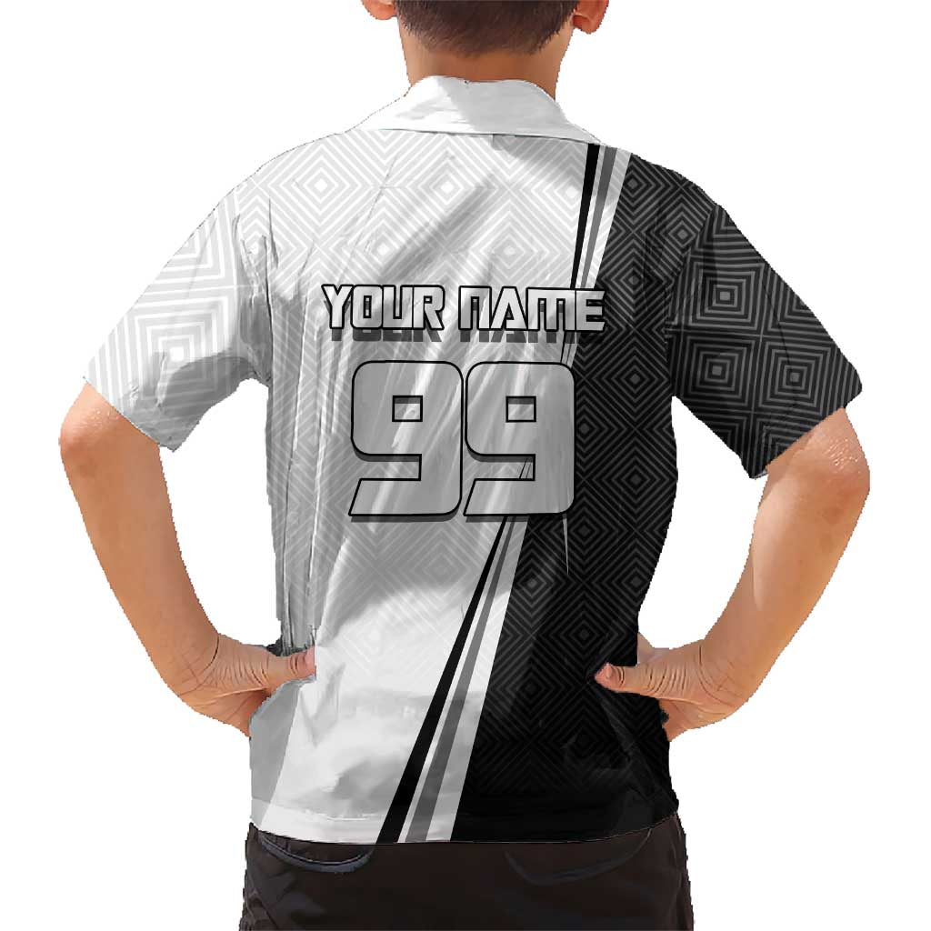 Personalized Okkotsu Yuta Jujutsu Kaisen Soccer Family Matching Puletasi and Hawaiian Shirt with Dribbling Action Pose and Monochrome Geometric Graphic Design