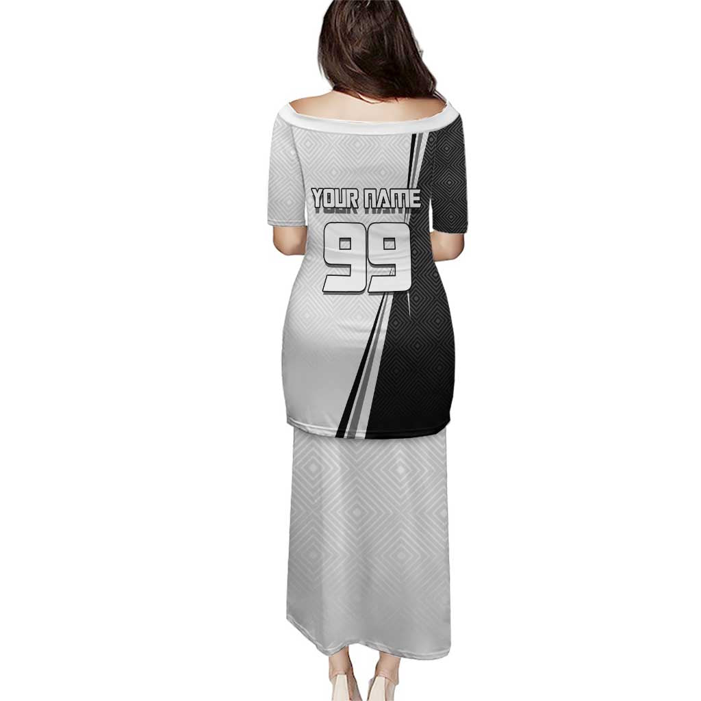 Personalized Okkotsu Yuta Jujutsu Kaisen Soccer Family Matching Puletasi and Hawaiian Shirt with Dribbling Action Pose and Monochrome Geometric Graphic Design