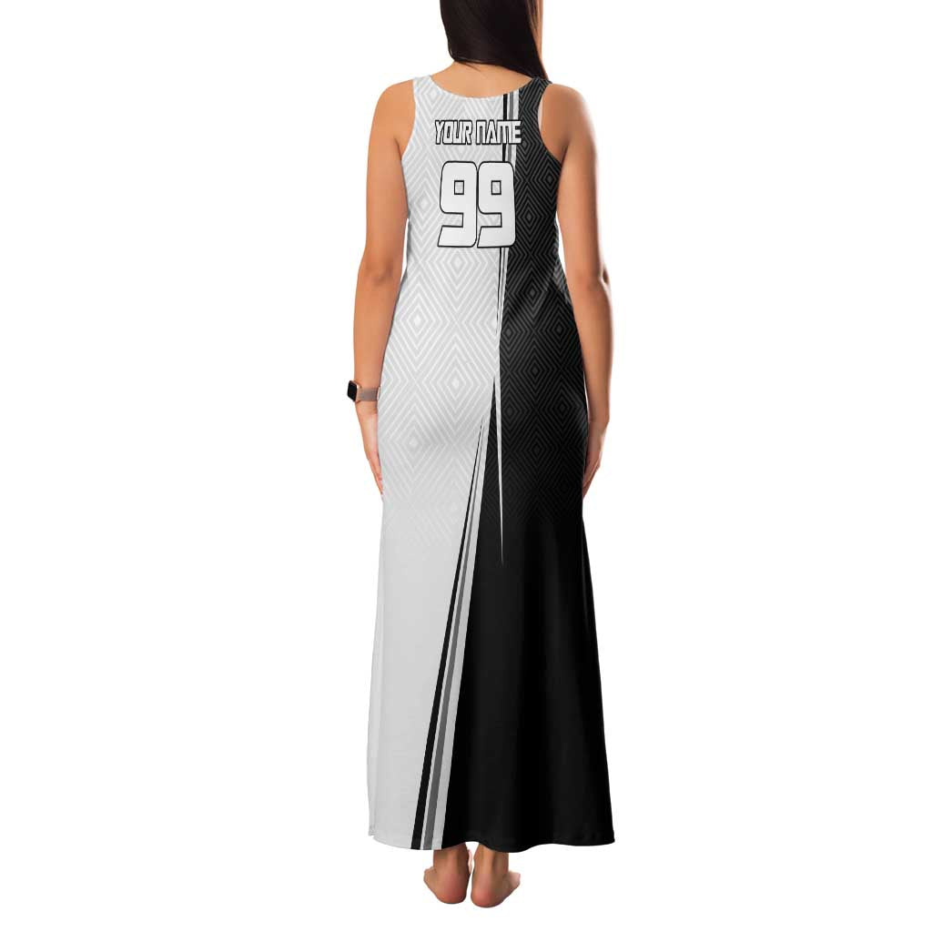 Personalized Okkotsu Yuta Jujutsu Kaisen Soccer Family Matching Tank Maxi Dress and Hawaiian Shirt with Dribbling Action Pose and Monochrome Geometric Graphic Design