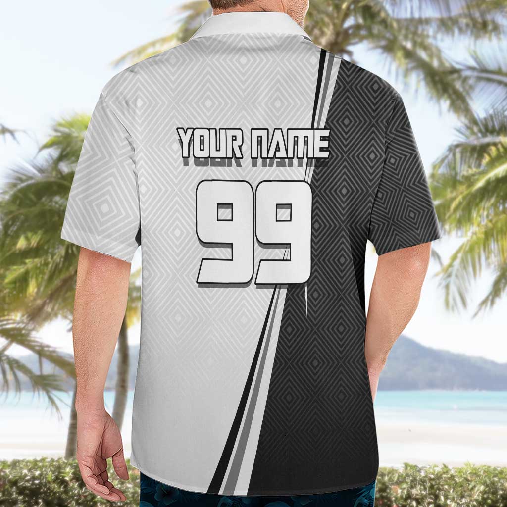 Personalized Okkotsu Yuta Jujutsu Kaisen Soccer Hawaiian Shirt with Dribbling Action Pose and Monochrome Geometric Graphic Design - The Mazicc