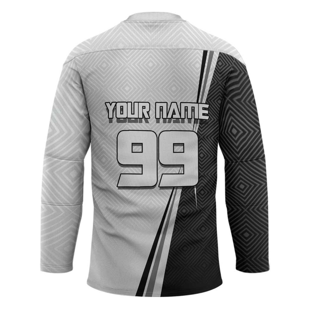 Personalized Okkotsu Yuta Jujutsu Kaisen Soccer Hockey Jersey with Dribbling Action Pose and Monochrome Geometric Graphic Design - The Mazicc