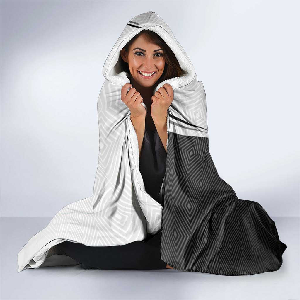 Personalized Okkotsu Yuta Jujutsu Kaisen Soccer Hooded Blanket with Dribbling Action Pose and Monochrome Geometric Graphic Design - The Mazicc