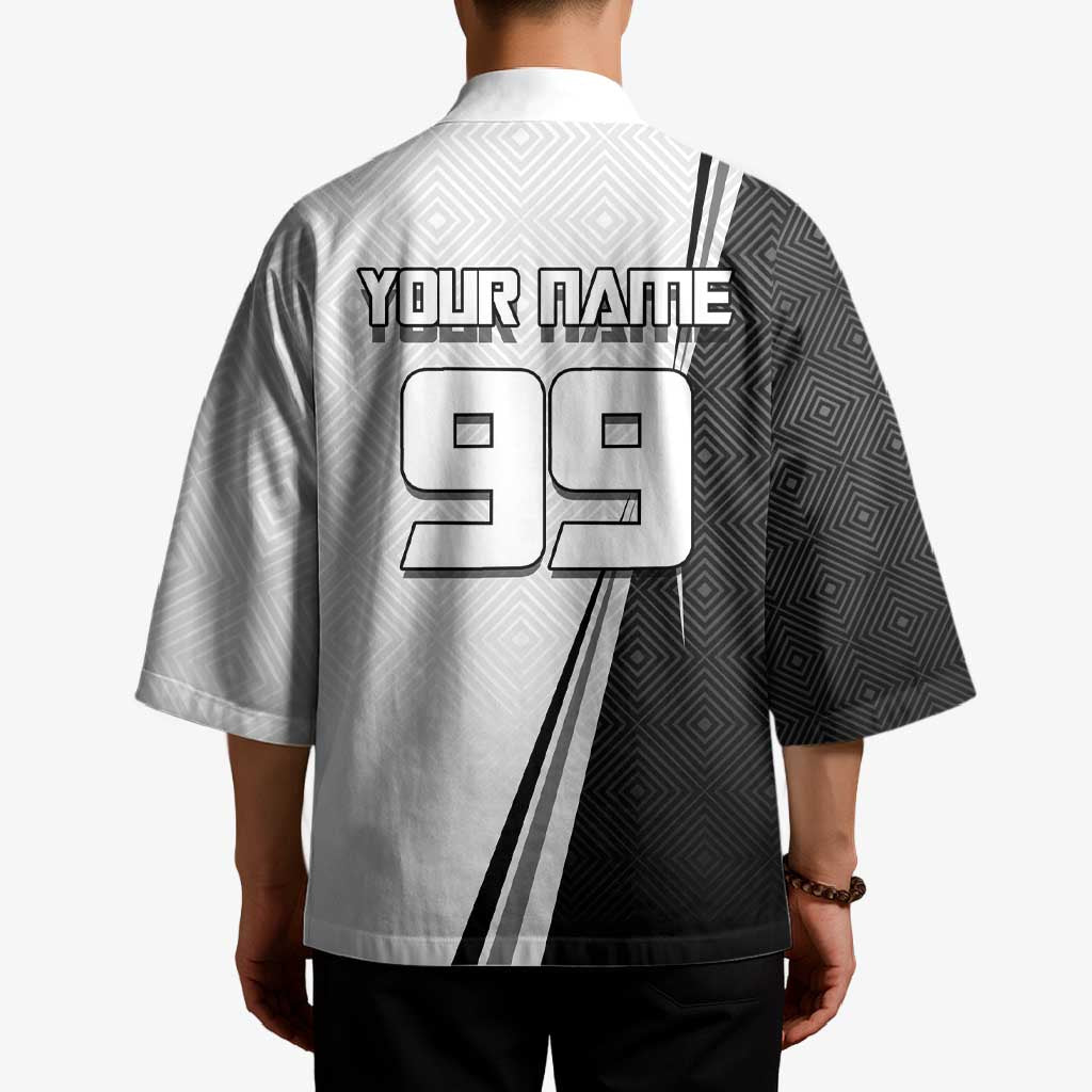 Personalized Okkotsu Yuta Jujutsu Kaisen Soccer Kimono with Dribbling Action Pose and Monochrome Geometric Graphic Design - The Mazicc