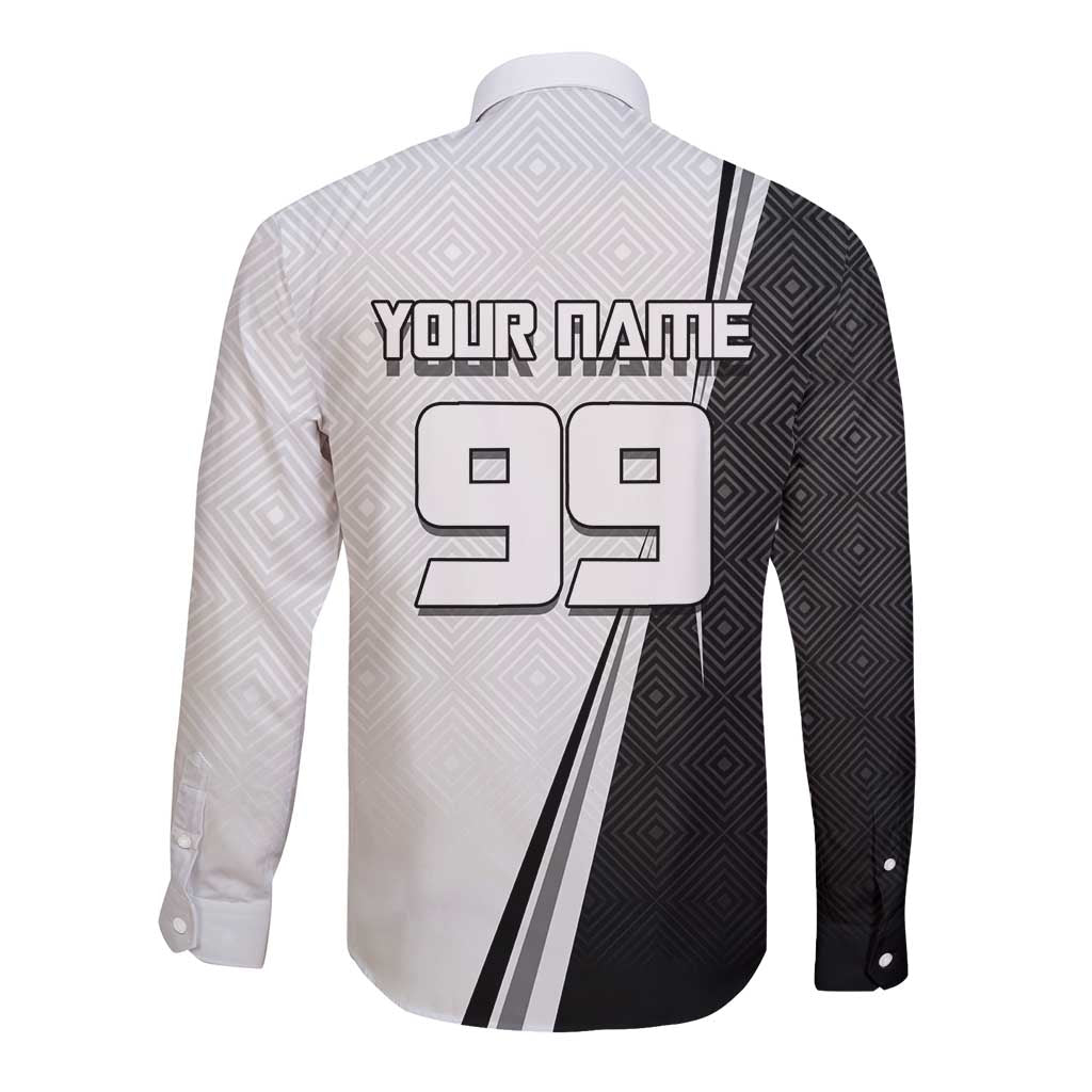 Personalized Okkotsu Yuta Jujutsu Kaisen Soccer Long Sleeve Button Shirt with Dribbling Action Pose and Monochrome Geometric Graphic Design - The Mazicc