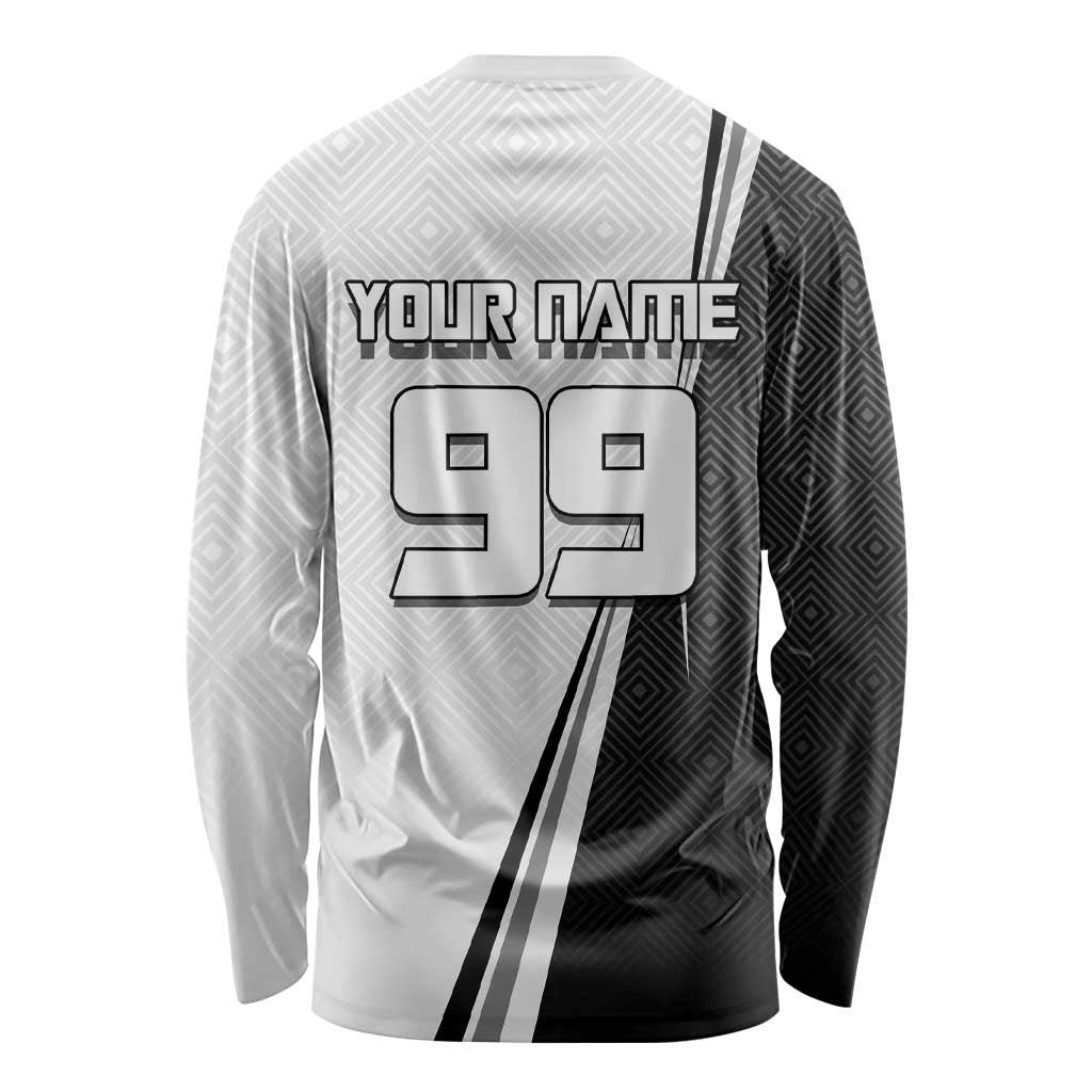 Personalized Okkotsu Yuta Jujutsu Kaisen Soccer Long Sleeve Shirt with Dribbling Action Pose and Monochrome Geometric Graphic Design - The Mazicc