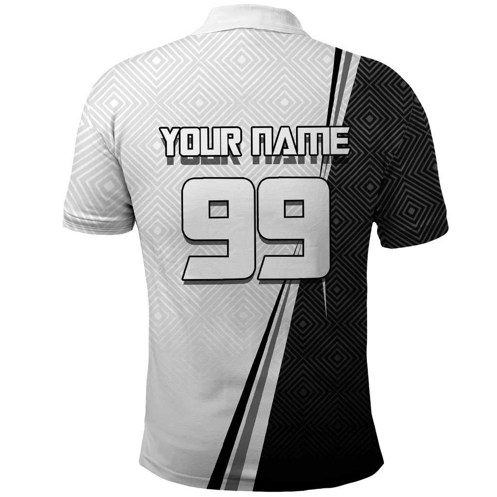 Personalized Okkotsu Yuta Jujutsu Kaisen Soccer Polo Shirt with Dribbling Action Pose and Monochrome Geometric Graphic Design - The Mazicc