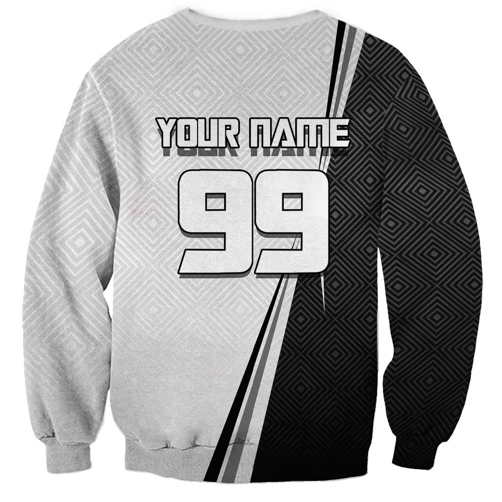 Personalized Okkotsu Yuta Jujutsu Kaisen Soccer Sweatshirt with Dribbling Action Pose and Monochrome Geometric Graphic Design - The Mazicc