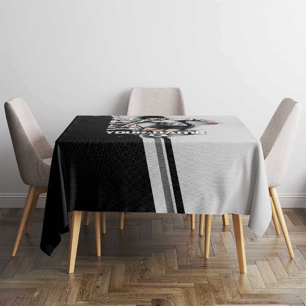 Personalized Okkotsu Yuta Jujutsu Kaisen Soccer Tablecloth with Dribbling Action Pose and Monochrome Geometric Graphic Design - The Mazicc