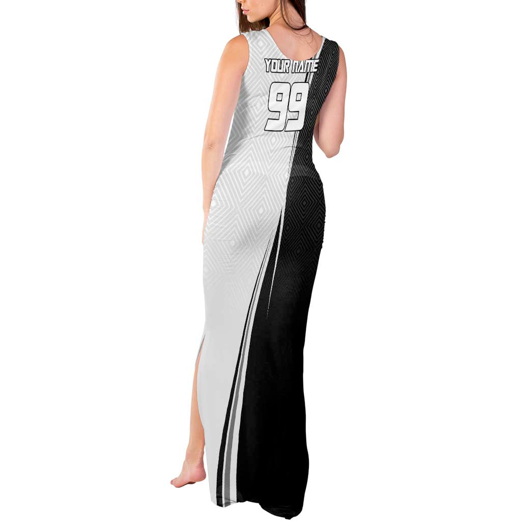 Personalized Okkotsu Yuta Jujutsu Kaisen Soccer Tank Maxi Dress with Dribbling Action Pose and Monochrome Geometric Graphic Design - The Mazicc