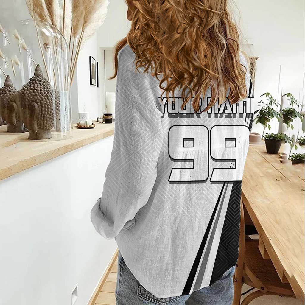 Personalized Okkotsu Yuta Jujutsu Kaisen Soccer Women Casual Shirt with Dribbling Action Pose and Monochrome Geometric Graphic Design - The Mazicc