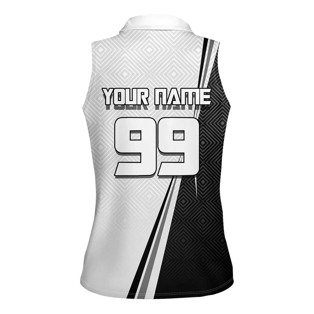 Personalized Okkotsu Yuta Jujutsu Kaisen Soccer Women Sleeveless Polo Shirt with Dribbling Action Pose and Monochrome Geometric Graphic Design - The Mazicc
