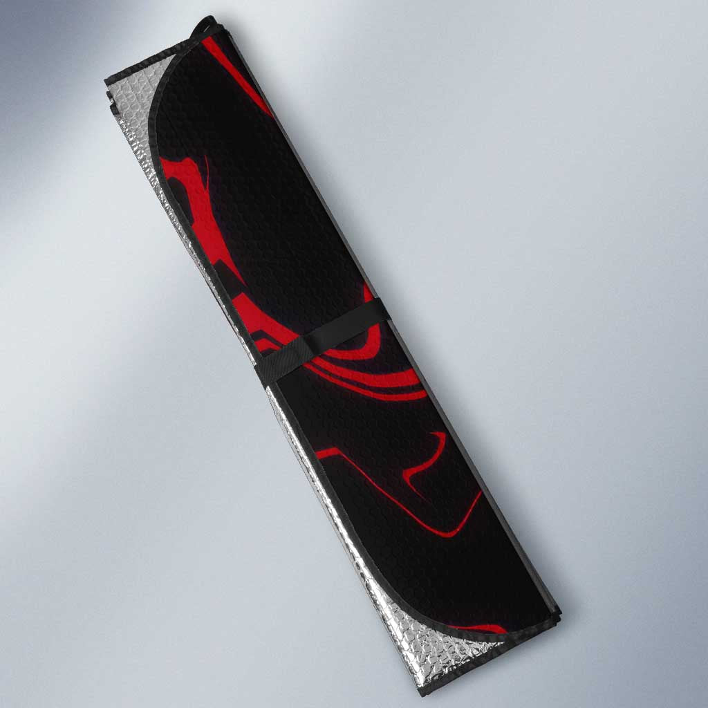 Personalized Yuji Itadori Jujutsu Kaisen Soccer Theme Auto Sun Shade with Dynamic Kick Pose and Red Black Flame Graphic Design - The Mazicc