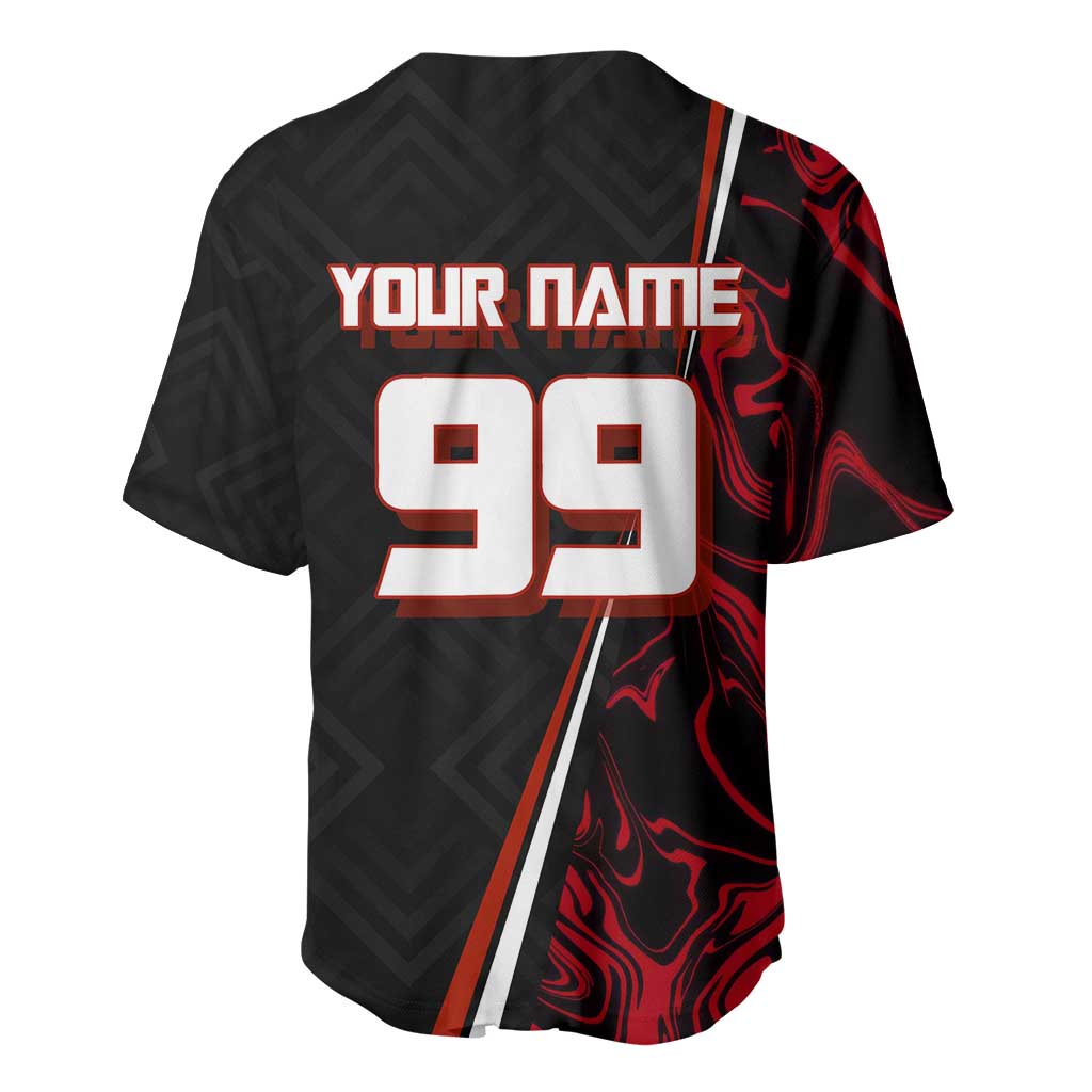 Personalized Yuji Itadori Jujutsu Kaisen Soccer Theme Baseball Jersey with Dynamic Kick Pose and Red Black Flame Graphic Design - The Mazicc