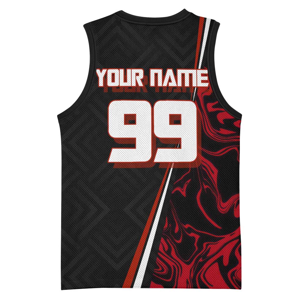Personalized Yuji Itadori Jujutsu Kaisen Soccer Theme Basketball Jersey with Dynamic Kick Pose and Red Black Flame Graphic Design - The Mazicc