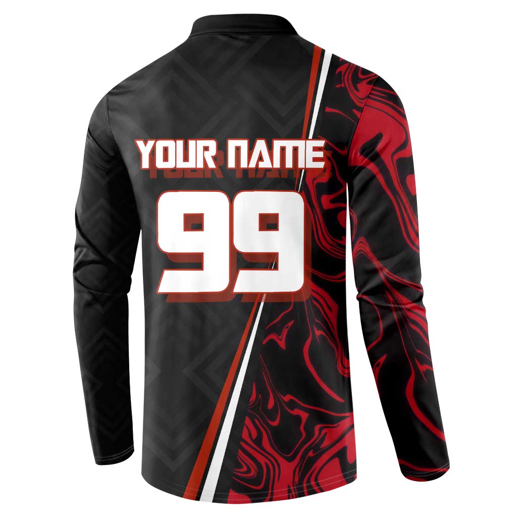 Personalized Yuji Itadori Jujutsu Kaisen Soccer Theme Button Sweatshirt with Dynamic Kick Pose and Red Black Flame Graphic Design - The Mazicc