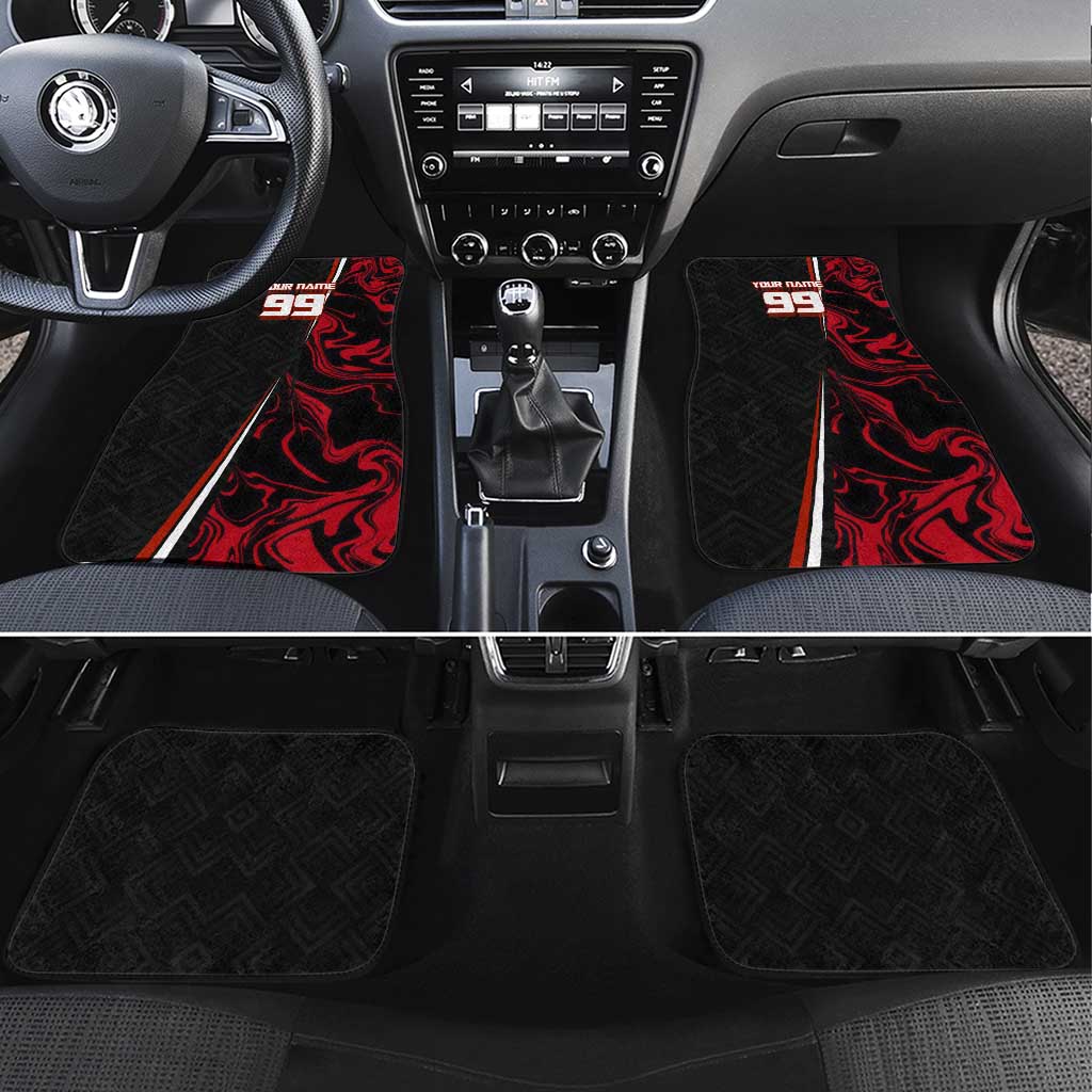 Personalized Yuji Itadori Jujutsu Kaisen Soccer Theme Car Mats with Dynamic Kick Pose and Red Black Flame Graphic Design - The Mazicc