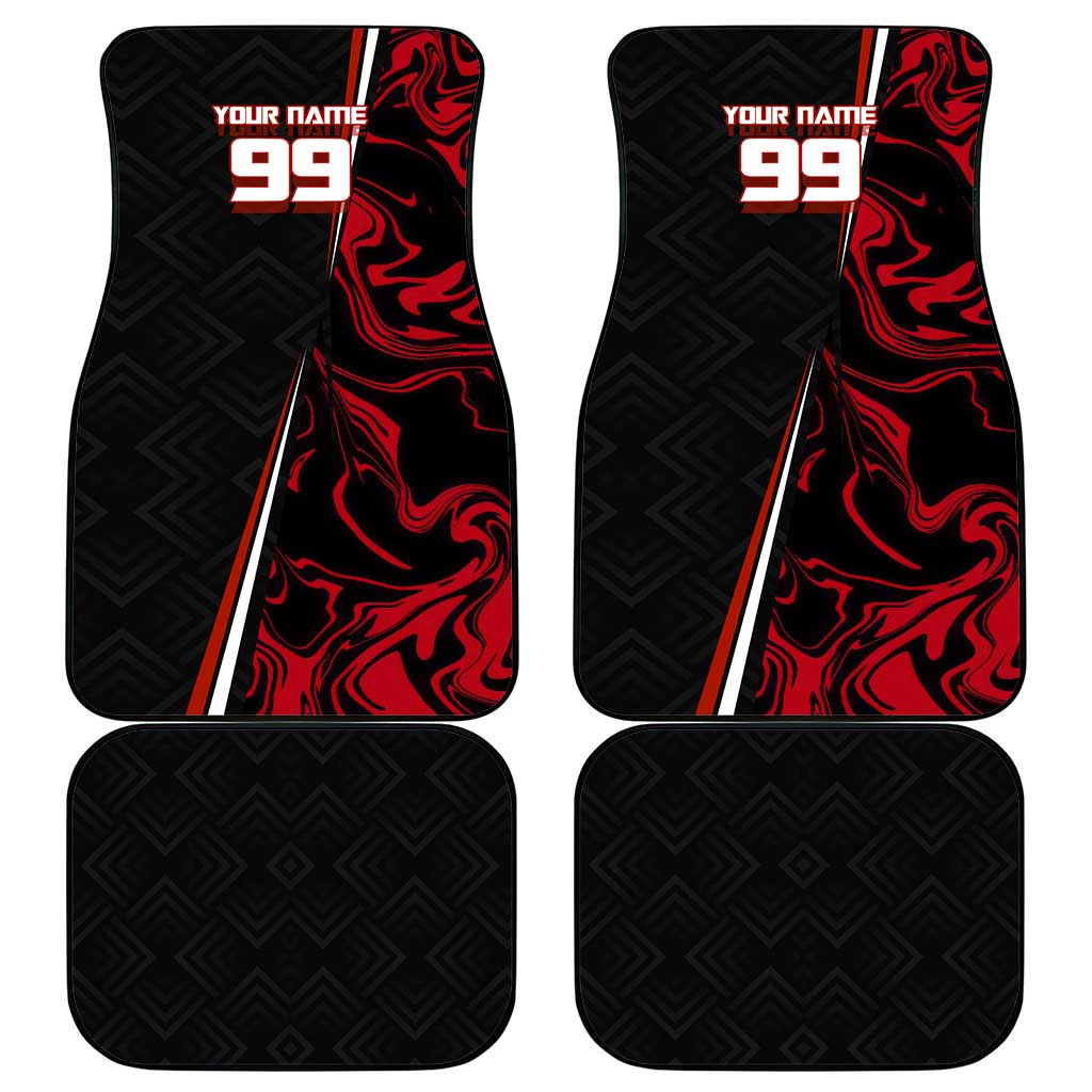 Personalized Yuji Itadori Jujutsu Kaisen Soccer Theme Car Mats with Dynamic Kick Pose and Red Black Flame Graphic Design - The Mazicc