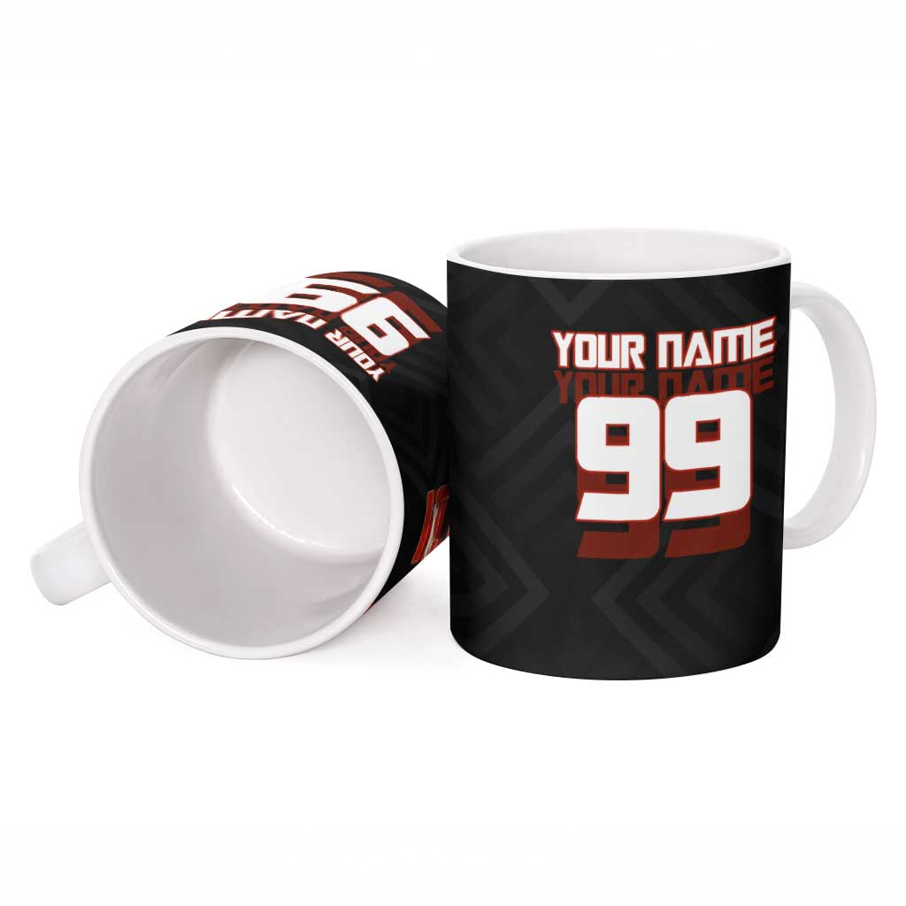 Personalized Yuji Itadori Jujutsu Kaisen Soccer Theme Ceramic Mug with Dynamic Kick Pose and Red Black Flame Graphic Design - The Mazicc