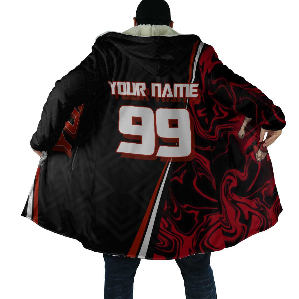 Personalized Yuji Itadori Jujutsu Kaisen Soccer Theme Cloak with Dynamic Kick Pose and Red Black Flame Graphic Design - The Mazicc