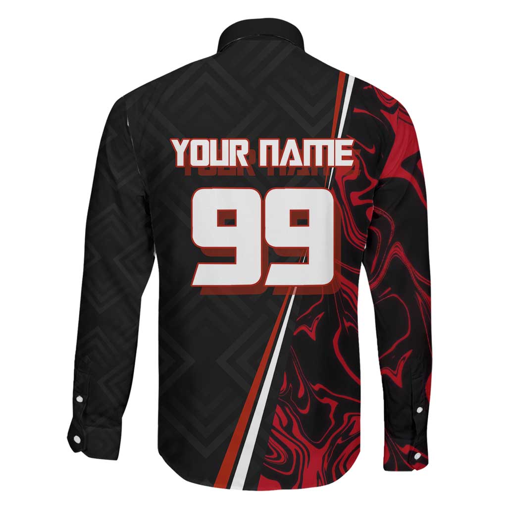 Personalized Yuji Itadori Jujutsu Kaisen Soccer Theme Family Matching Off The Shoulder Long Sleeve Dress and Hawaiian Shirt with Dynamic Kick Pose and Red Black Flame Graphic Design