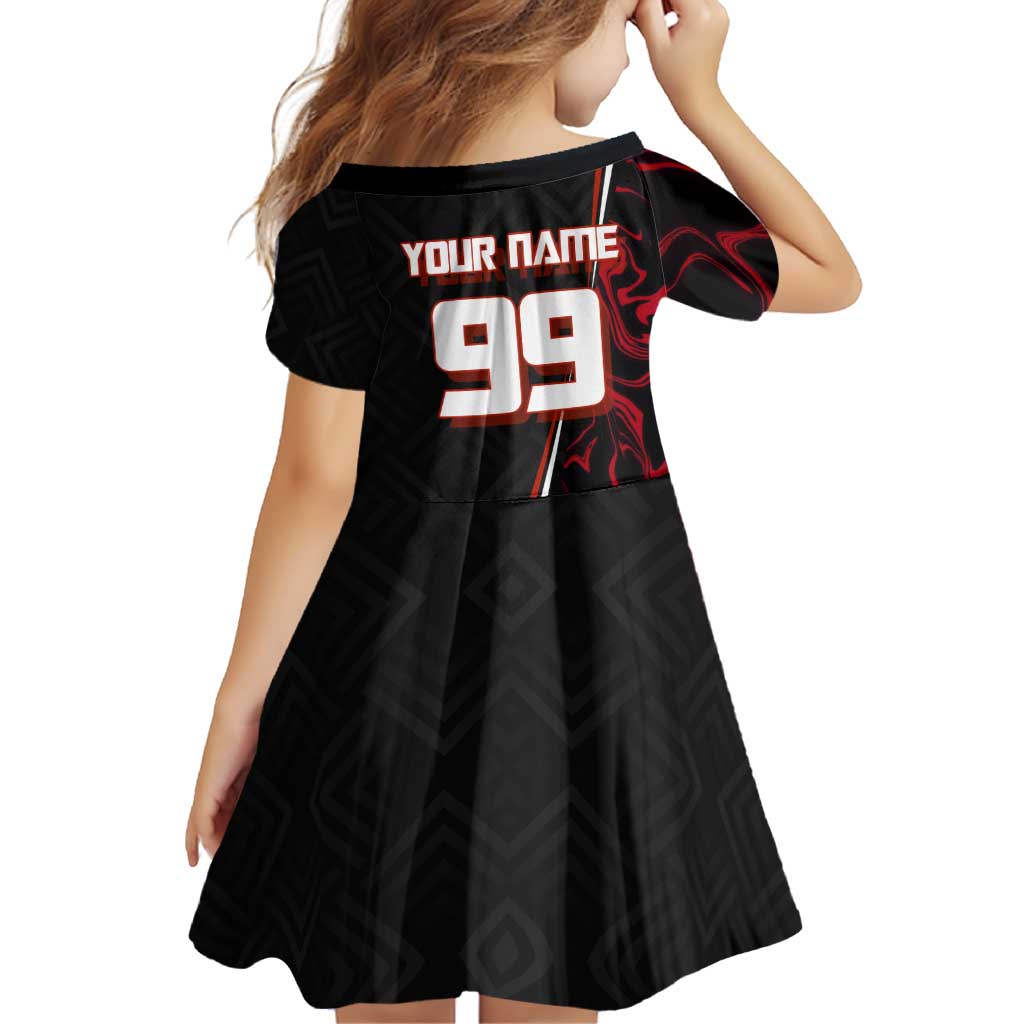 Personalized Yuji Itadori Jujutsu Kaisen Soccer Theme Family Matching Summer Maxi Dress and Hawaiian Shirt with Dynamic Kick Pose and Red Black Flame Graphic Design