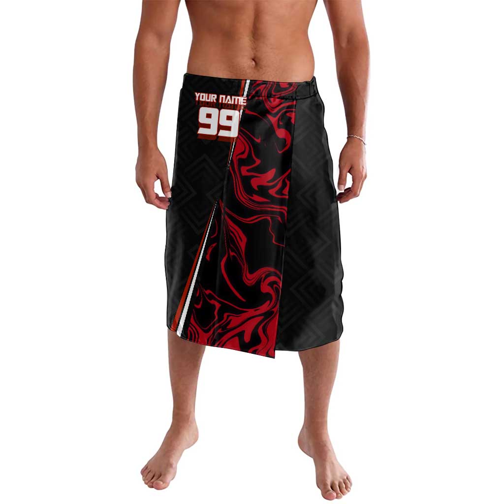 Personalized Yuji Itadori Jujutsu Kaisen Soccer Theme Lavalava with Dynamic Kick Pose and Red Black Flame Graphic Design - The Mazicc
