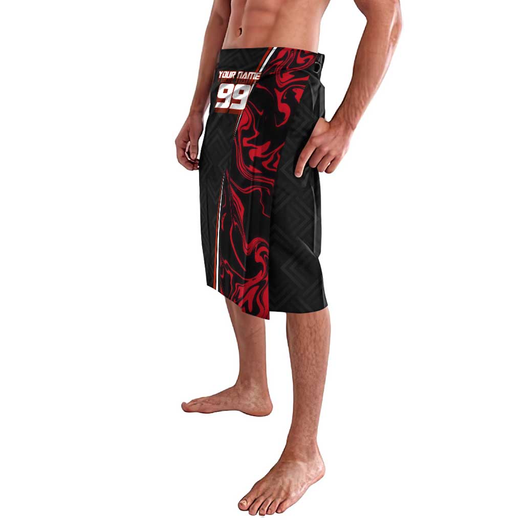 Personalized Yuji Itadori Jujutsu Kaisen Soccer Theme Lavalava with Dynamic Kick Pose and Red Black Flame Graphic Design - The Mazicc
