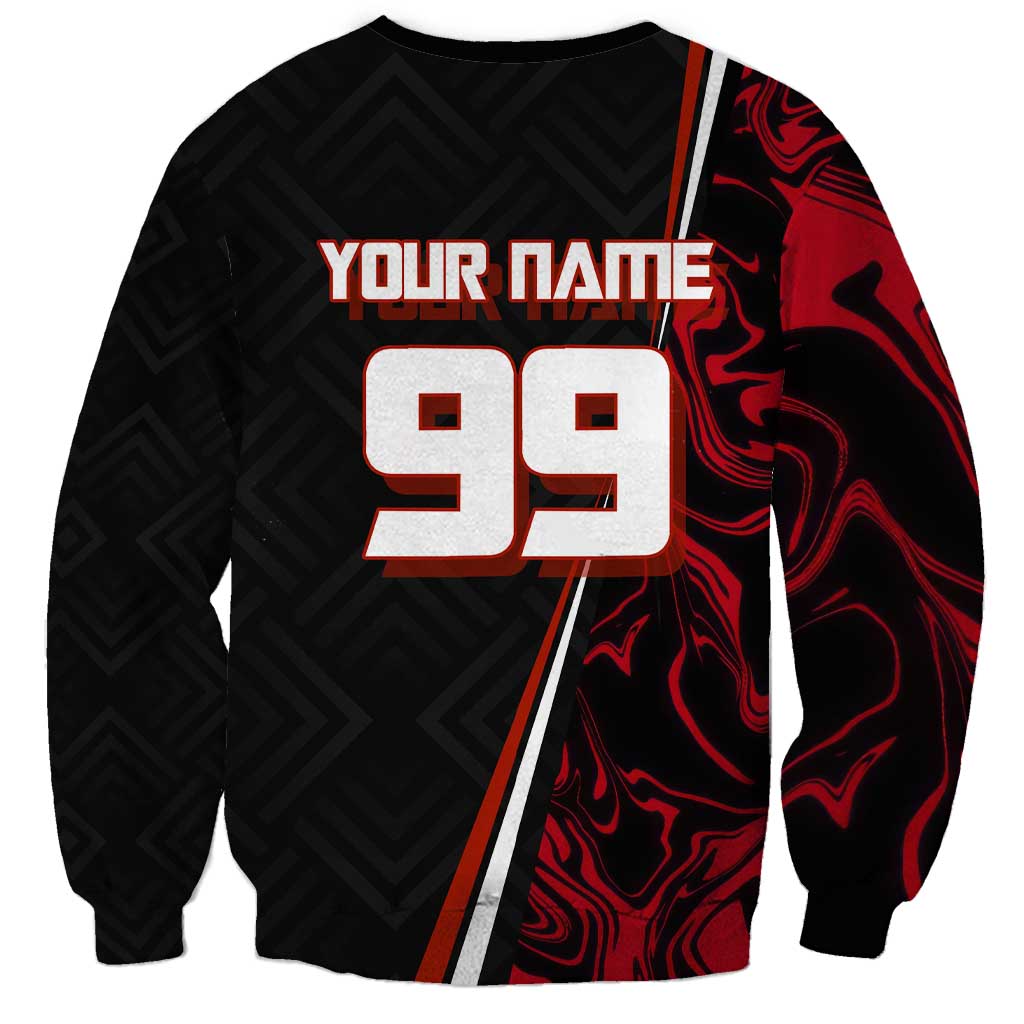 Personalized Yuji Itadori Jujutsu Kaisen Soccer Theme Sweatshirt with Dynamic Kick Pose and Red Black Flame Graphic Design - The Mazicc