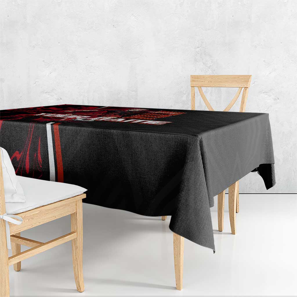 Personalized Yuji Itadori Jujutsu Kaisen Soccer Theme Tablecloth with Dynamic Kick Pose and Red Black Flame Graphic Design - The Mazicc