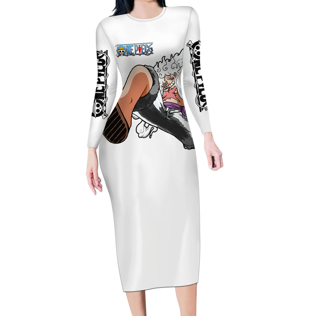 Luffy Gear 5 Nika Long Sleeve Bodycon Dress