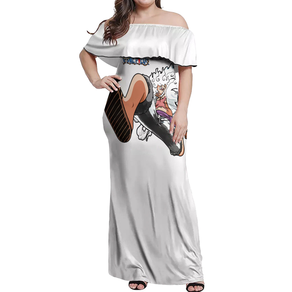 Luffy Gear 5 Nika Off Shoulder Maxi Dress