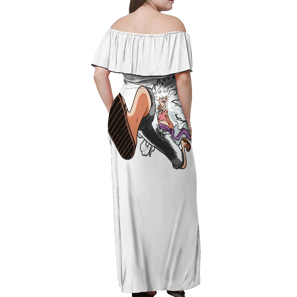 Luffy Gear 5 Nika Off Shoulder Maxi Dress