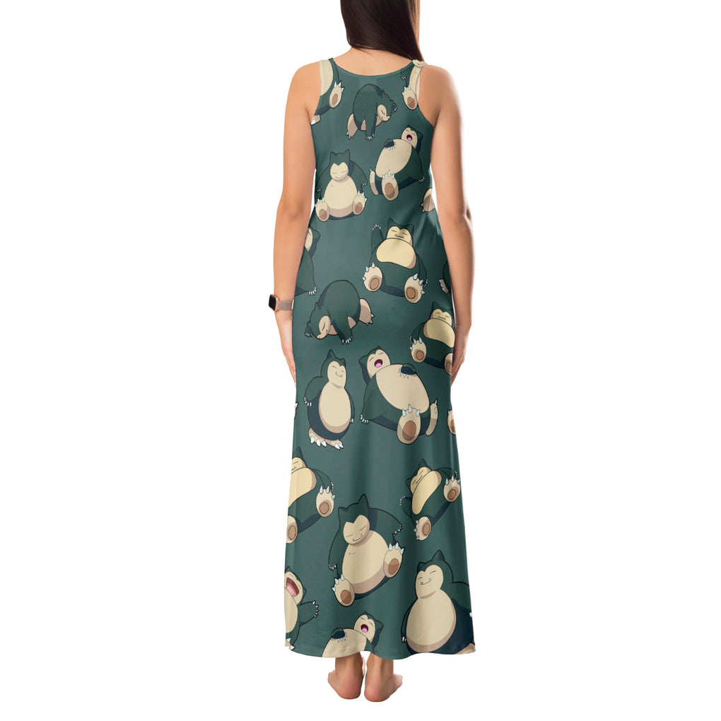 Snorlax Pattern Style Tank Maxi Dress