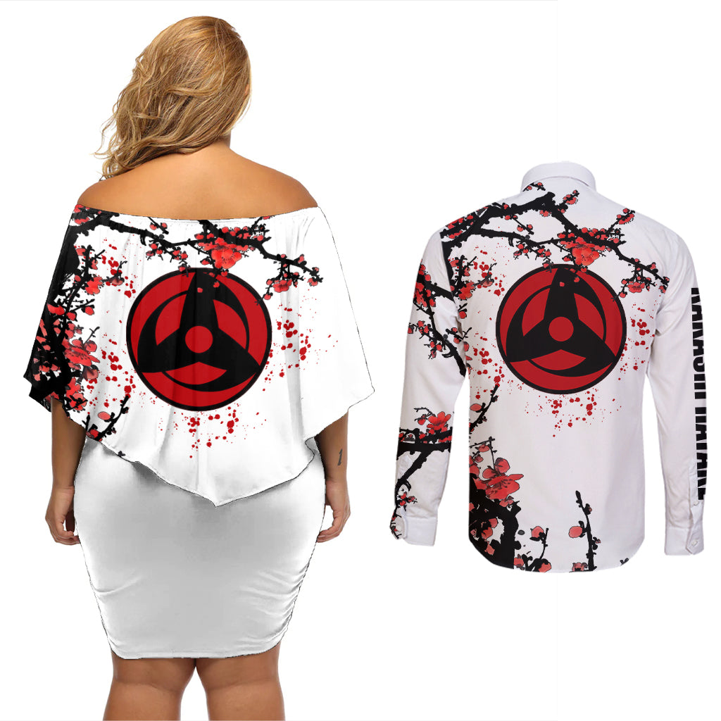 Hatake Kakashi Japan Style Couples Matching Off Shoulder Short Dress and Long Sleeve Button Shirt