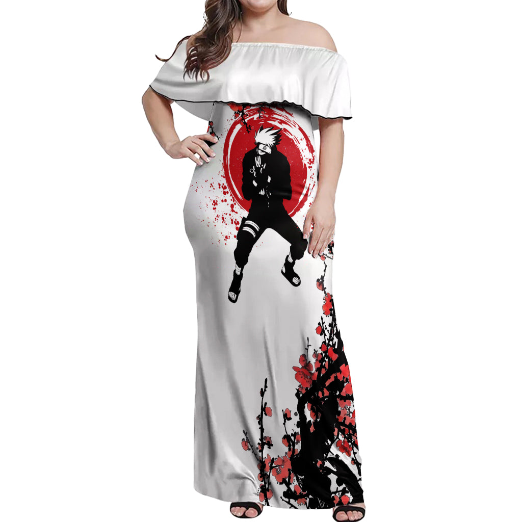 Hatake Kakashi Japan Style Off Shoulder Maxi Dress